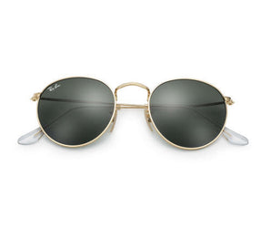 RAY-BAN ROUND METAL SUNGLASSES RB3447-001/50 GOLD / GREEN CLASSIC G-15 LENS